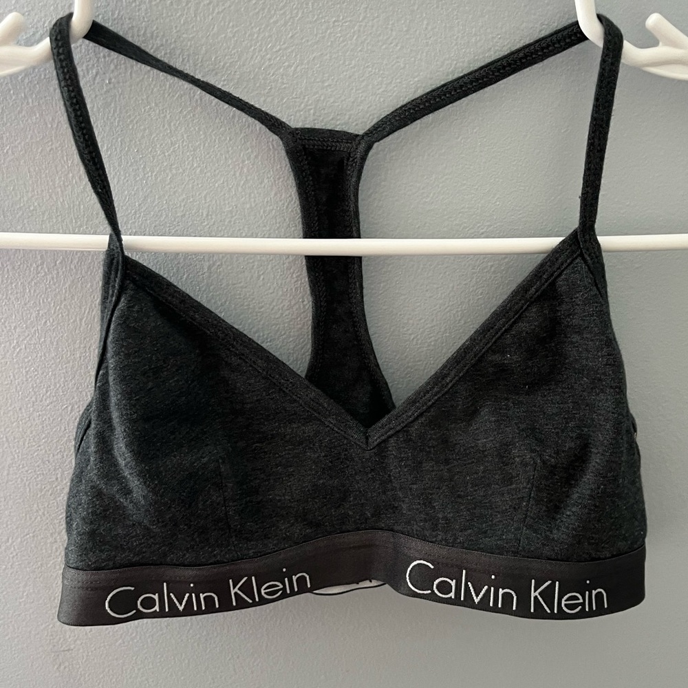 Unpadded sports bra.